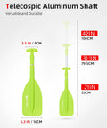 Emergency Telescoping Paddle Adjustable From 21 To 42 Inches Aluminum Shaft Green with size measurements