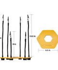 Heavy Duty Soldering Helping Hands Station With Six Flexible Gooseneck Arms And Vise Clips, dimensions shown, sturdy steel base.