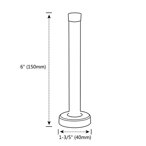 Heavy Duty 6 Inch Wall Door Stopper Set Premium Stainless Steel Brushed Nickel Finish, detailed dimensions