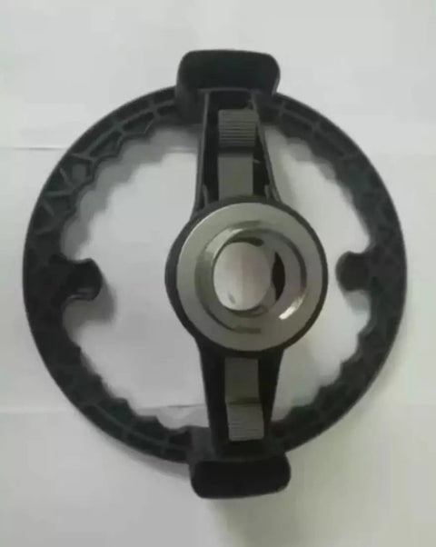Heavy Duty No Sweat Round Quick Clamp Replacement For Wheel Balancing Machines top view with black plastic and metal components.