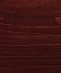 Close-up view of wood surface stained with Top Shelf One Coat Wood Stain and Sealer, showcasing rich black canyon red hue.