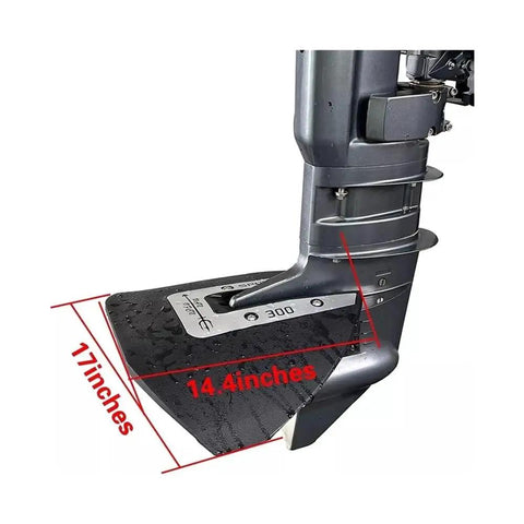 Whale Tail Hydrofoil Stabilizer For 40HP To 350HP Boat Outboards And Stern Drives, dimensions shown at 17x14.4 inches