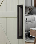 Rustic 12 Inch Barn Door Handle, Heavy Duty Matte Black Square Door Pull With Long Flush Base for barn doors