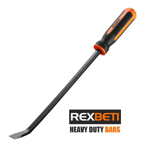 Heavy Duty Pry Bar Set 8 12 18 24 Inch Four Piece Mechanic Hand Tools With Thick Strike Cap Handles Black And Orange Finish