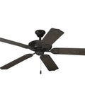 AirPro Collection 52 Inch Five Blade Indoor Outdoor Ceiling Fan with Toasted Oak Blades and Black Finish