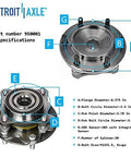 4WD Front Wheel Bearing Hub Set For Toyota 4Runner FJ Cruiser Tacoma And Lexus GX460 GX470 Replacement Wheel Bearings And Hub Assembly Pair, 2 Pack Ready To Install specifications diagram