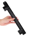 Heavy Duty Keyboard Tray Slide Rail For Computer Desk Runs Slick As Butter With Premium Glide Track Drawer Guide For Daily Typing And Solid Home Office Setup, hand holding black steel glide rail.