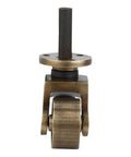 Front view of Heavy Duty Brass Stem Casters Set Of 4 with Antique Brass Finish for Furniture Chairs and Tables, 1 Inch Wheel Diameter.