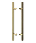Grab These Super Tough Eighteen Inch Heavy Duty Push Pull Door Handles Made From Commercial Grade Stainless Steel Featuring Solid Standoffs And A Killer PVD Polished Gold Finish Ideal For Barn Doors Glass Doors And More With Chamfered Edges, pair