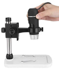 Handheld USB Digital Microscope With 5MP HD Camera, 300x Magnification, 30fps Video, LED Illumination, And Measurement Stand Dope Close Up Shots For Jewelry, Stamps, Electronics, And Tiny Parts Inspection on stand