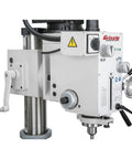 Close-up of Heavy Duty Gearhead Drill Press With Three Eighth Inch Chuck Floor Model Solid Black Finish high power shop tool