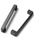 30 Pack 5 Inch Square Matte Black Cabinet Handles For Cabinets Drawers And Dressers, shown with two handles on white background