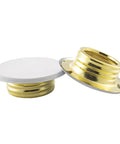 10 Pcs Universal Fire Sprinkler Concealment Cover Plates Thick Iron Decorative Pipe Caps showing white and gold designs.