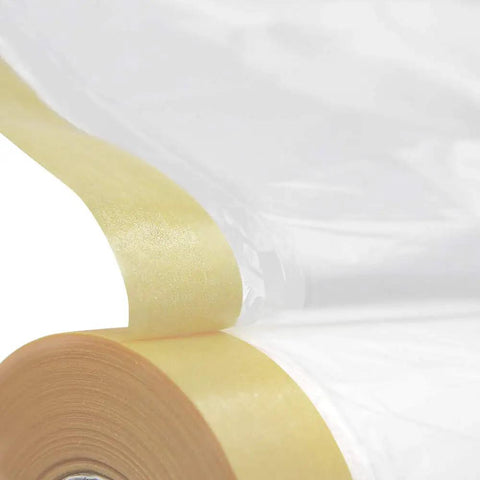 Close-up of Tape And Drape Set For Automotive Painting Coverage, Pro Grade Assorted Masking Paper with lightweight tear resistant film