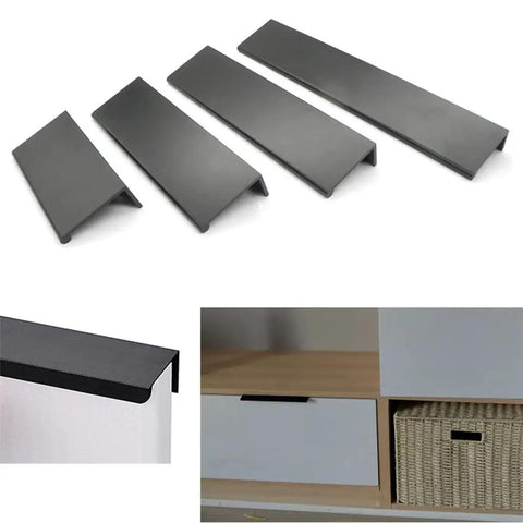 Edge Finger Pulls 2 Pack Hidden Cabinet Handles For Kitchen And Closet Cabinets Concealed Drawer Pulls in various sizes and installed view