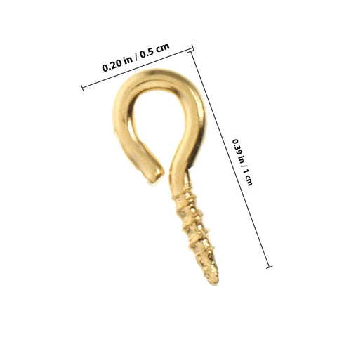 Single gold screw eye pin from the Colorful Mix Screw Eye Pins Kit Handy For Jewelry Making And DIY Crafts, 0.39 inches tall