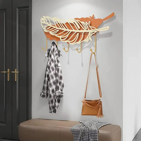 Rock Solid Wall Mount Coat Hooks With Sleek Modern Design Nail Down Easy Setup Versatile Storage Rack For Jackets Hats Keys In Entryway Living Room Or Hallway, showcasing a stylish coat rack with hooks and bags.