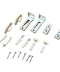 Upgrade Your Space With Premium 4 Sets Of Bi-Fold Door Hardware Repair Kit Featuring Smooth Swivel And Guide Wheels Perfect For Restoring 3/8 Inch Doors To Look Fresh Again Without The Hassle! metal and plastic door hardware components for bi-fold doors.