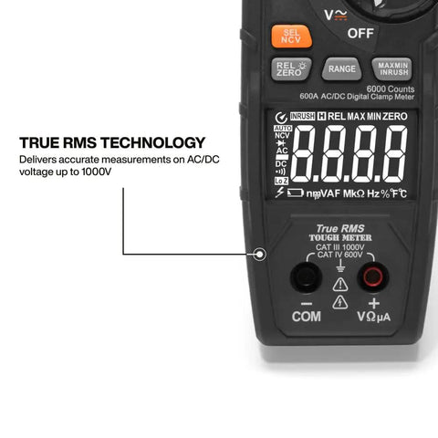 Digital Multimeter And Clamp Meter Kit With Auto Ranging TRMS Voltage Tester For 1000V AC DC Magnetic Hanger display