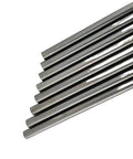 One-Tenth Millimeter Diameter Solid Molybdenum Rod, Hundred Millimeters Long, Ninety Nine Point Nine Percent High Purity Molybdenum For Industrial And Lab Use, Heavy Duty Corrosion And Extreme Heat Resistant, Hex Bolt Design For Secure Fastening; showing several rods in a row.