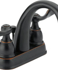 2-Handle Orb Lavatory Faucet With Popup Drain, Windermere Series, 4-Inch Centers, bronze arc spout, side view