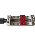 50Mm Mini Bench Vise For Engraving And Cnc Routing Milling Aluminum Clamp With Multitask Drill Press Mount Compact Grip Tool, top view with red and aluminum finish.