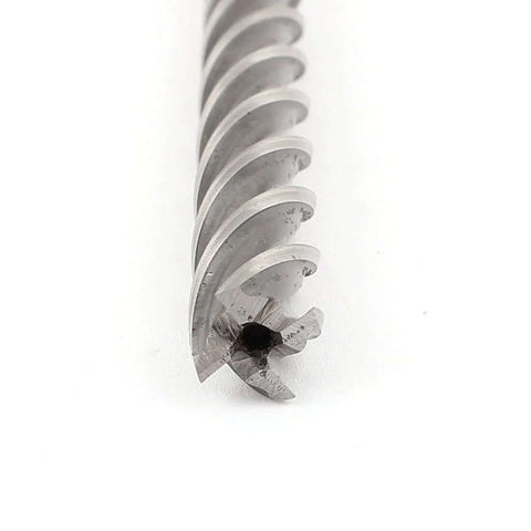 End mill close-up: 10 mm diameter, 135 mm length, HSS-AL, 4-flute, straight shank