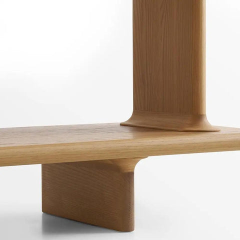 Close-up of Retro Style Floor Standing Book Shelf With Open Multi Layer Shelves For Living Room Or Office, Wall Mount Option