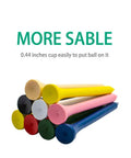 Stack of colorful 3-1/4 inch natural hardwood golf tees, highlighting less friction features for training and pro play.
