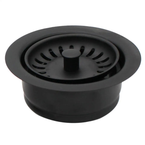 Go-To Wing Nut Kitchen Sink Basket Strainer And Waste Disposal Flange Combo Pack Large 3-1/2 Inch Matte Black 4-3/8 Rim