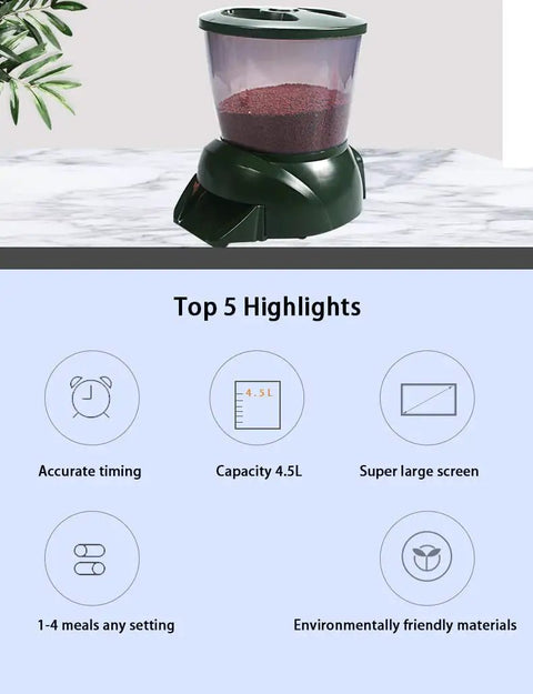 Massive 4.5 Liter Automatic Pond Fish Feeder Built Like A Tank With Smart Timer Control Hella Durable Ultra Weatherproof design features.