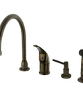 Chatham Widespread Kitchen Faucet In Oil Rubbed Bronze 9 Inch Spout Reach High Arc Gooseneck Single Lever Handle ADA Compliant