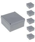 Set Of 6 IP65 Waterproof Junction Boxes 4x4x3 Inches ABS Plastic Dustproof Outdoor Electrical Enclosures For Conduit Projects, gray box set
