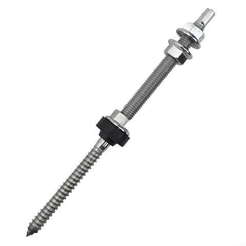M10 Hanger Bolts For Solar Panels With EPDM Seal And Locking Nut A2 Stainless Steel Hex Drive SW7 Roof Mounting Gear For Photovoltaic Installations