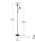 72 Inch Floor Lamp With Adjustable Reading Light Torchiere, Slim Space Saving Design For Living Room Bedroom Or Office with dimensions