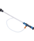 No Fuss Cordless Stick Water Transfer Pump With Heavy Duty Aluminum Frame for efficient water transfer, featuring a long handle and nozzle.