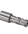 Side view of a 3/4-inch annular cutter with Weldon shank for mag drill press.