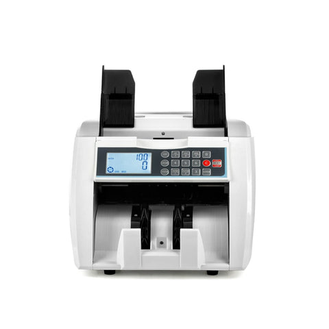 Kickstart Your Register With This Slick Automatic Money Counter Featuring Multi Currency Support Mg Verification Double Note Detection Adjustable Hopper And External Display For Effortless Cash Sorting, front view with digital display.