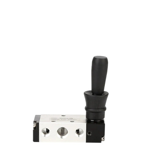 Heavy Duty 4H210-08 Hand Plate Solenoid Valve For Pneumatic Systems with black handle and silver body for tough jobs.