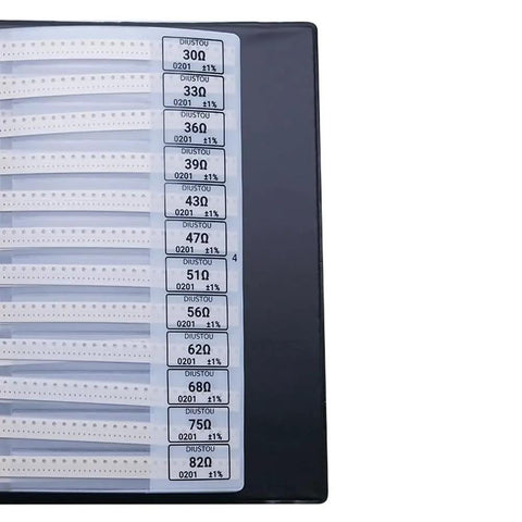 Anti-static booklet of 0201 Resistor Kit With 170 Values 50pcs Per Spec 8500pcs Total SMD Resistors High Precision One Percent