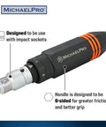 Heavy Duty 1/2 Inch Drive Impact Driver Set With 11 Bits And 1/2 Inch Bit Holder, Six Sided Enhanced Non Slip Grip, Chrome Plated Steel