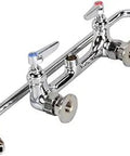 B0230 Double Pantry Faucet Wall Mount For Commercial Kitchens Heavy Duty Stainless Steel OEM Replacement, twin spout, chrome