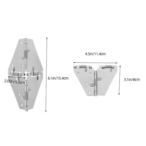 Drop Leaf Folding Table Hinge Set For Dining Tables, Sturdy Iron Build, Smooth Quiet Folding shown with dimensions