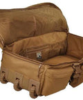 Brown rolling loadout luggage bag, X-Large 15.5x37x17 inches, open top with interior compartments and MOLLE straps