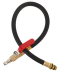 Ultimate European Cylinder Pressure Hose For Vehicle Engine Leak Testing Air Holder Pipe And Cylinder Test Line Good For Garage Diagnostic Leak Detection So You Can Fix Engine Right Away Without Breaking A Sweat Inside Garage, black rubber hose with brass fittings and red valve
