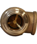 Pressure relief valve, front view, 1-inch no-lead brass for cold water systems.