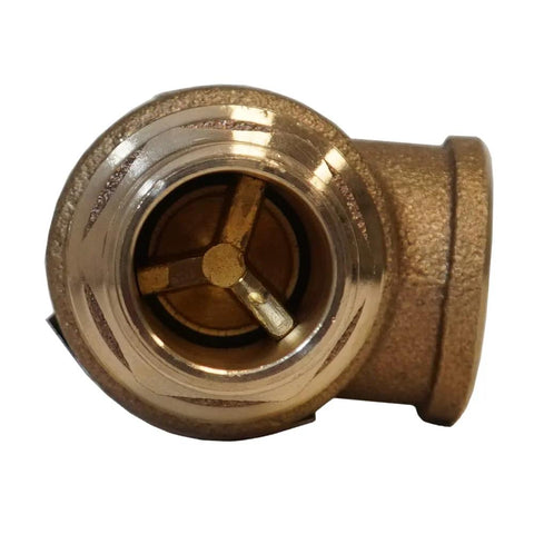 Pressure relief valve, front view, 1-inch no-lead brass for cold water systems.