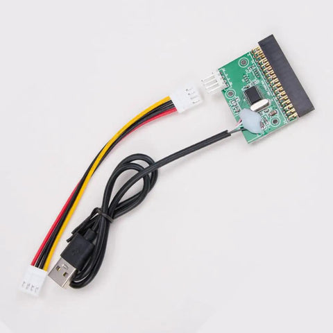 USB To Floppy Drive Adapter Cable For 1.44MB 3.5 Inch Disks, 34 Pin 34P Connector With Power Cable, Turns USB Port Into Floppy Interface For PCs And Laptops, Perfect For Restoring Old Floppy Disks. Green PCB adapter with USB and power cable