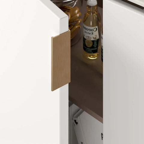 Champagne Bronze Cabinet Pulls 3 Inch Finger Pulls For Cabinets 30 Pack Aluminum Alloy Hardware on white cabinet door.