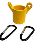 Keep Your Reach Tools Right At Hand With This Durable Wearable Holster Snaps Quickly Onto Belt Loops. Yellow ABS holster with two black carabiners.